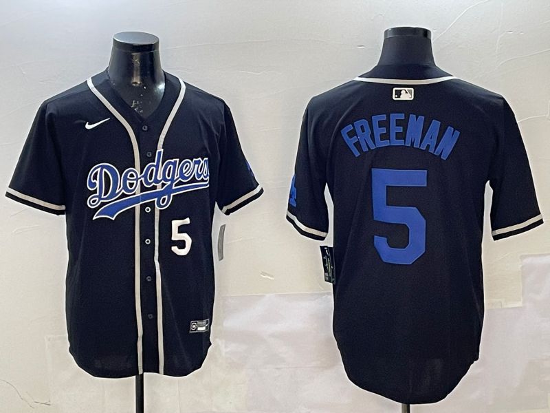 Men Los Angeles Dodgers #5 Freeman Black Fashion Game 2025 Nike MLB Jersey style 5